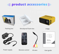 Mini projecteur populaire YT500 pour usage domestique, projecteur de poche avec télécommande, système IOS Android, projecteur de mise en miroir d'écran
