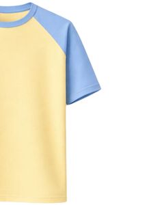 Camiseta de Manga Raglán Amarilla y Azul para Hombre, Cuello Redondo, Informal, Verano, Transpirable, Mezcla de Algodón, Suave, Cómoda, Ligera, para Uso Diario - Product Image 4