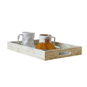 Luxury Mother of Pearl Serving <b>Tray</b> Handmade Inlay Shell Decorative <b>Tray</b> for Home Hotel Restaurant Serving and Gift Use - Product Image 4