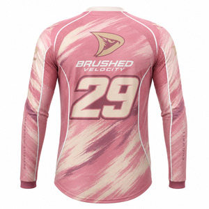 Maillot de motocross personnalisé en polyester micro-mesh, sublimation, design effet pinceau rose poussiéreux, manches longues, tout-terrain - Product Image 3