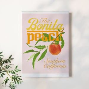 Tableau mural en toile pour cuisine, affiche illustrée de pêches vintage, impression décorative murale rétro pour cuisine, salle à manger et intérieur de maison - Product Image 1