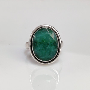 Emerald Gemstone <b>Ring</b> Handmade Green Stone Jewelry Boho <b>Statement</b> <b>Ring</b> Gift for Her - Product Image 4