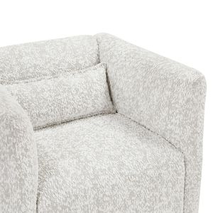Moderna Poltrona Girevole in Tessuto Jacquard Beige per Soggiorno, Comfort con Cuscino, Struttura in Compensato - Product Image 4