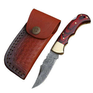 Cuchillo de Damasco Hecho a Mano con Estructura Plegable Portátil, Cuchillo de Bolsillo de Damasco con Acero Duradero, Cuchillo Plegable de Acero de Damasco - Product Image 1