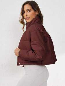 Women's Fashion Winter Coat Long Duck Down Puffer <b>Jacket</b> with <b>Sheep</b> <b>Skin</b> & Canvas Breathable Design & Letter Decoration - Product Image 4