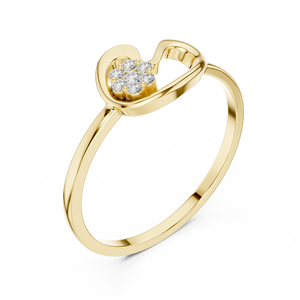 Elegante Anillo de Diamantes con Corazón Abstracto en Oro Amarillo para Mujer, Anillo de Compromiso, Promesa, Boda, Aniversario, Minimalista y de Lujo - Product Image 3