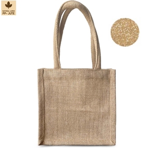 Sac cadeau pour bouteille de vin en jute naturel laminé, emballage cadeau pour vin, 12x33x12 cm, logo personnalisé, vente en gros, OEM, marque privée, modèle AS006 - Product Image 3