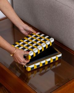 Boîte de rangement en MDF avec incrustation en résine, design nouveau, boîte de rangement décorative avec incrustation en résine, boîte à bijoux en résine à prix très bas - Product Image 1