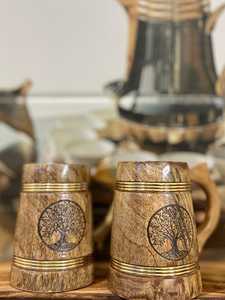Wooden Beer <b>Mug</b> Laser Engraved <b>Tree</b> Design Vintage Style With Handle Classic Bar Rustic barrel style <b>mug</b> Accessory Home Use - Product Image 4