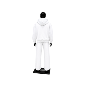 White <b>Full</b> <b>Zip</b> <b>Hoodie</b> Tracksuit Men Custom Logo Two Piece Casual Streetwear Jogging Suit Relaxed Fit Sportswear Set Wholesale - Product Image 2