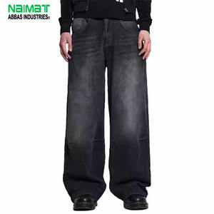Jean baggy large pour homme en denim noir délavé style streetwear coupe ample hip-hop skateboard cargo coton taille haute printemps - Product Image 1