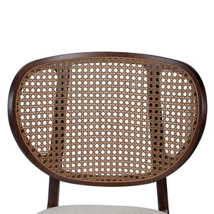 Chaise de salle à manger en rotin et bois massif de haute qualité, style vintage avec dossier robuste, idéale pour les balcons, les salons et les hôtels - Product Image 6