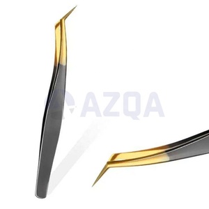 Pince à épiler tendance en acier inoxydable durable en forme de L pour extensions de cils, avec tube de rangement en plastique pour une préhension parfaite - Product Image 5
