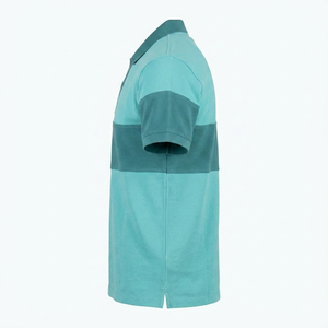 Men's Short Sleeve Color Blocked <b>Polo</b> <b>Shirt</b> Oxford Fabric Casual Style Regular Length Teal Blue - Product Image 3