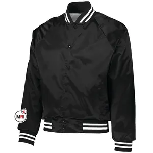 Spezialist 2024 neue individuell gefertigte Satin Varsity Bomberjacke Großhandel Satin Baseballjacke Meister Sublimationsdruck bestickt