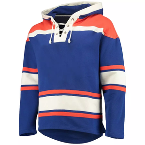 Sudadera con Capucha Roja para Hombre, Estilo Hockey sobre Hielo, Manga Larga, Diseño a Rayas con Bloques de Color, Cierre con Cordón, Corte Regular, Ropa para Todas las Temporadas - Product Image 6