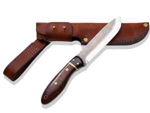 Cuchillo de caza Vikingo OEM de grado industrial con hoja fija de alta calidad, mango de madera y funda de cuero, estilo medieval. - Product Image 5