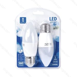 Led C37 E27 7W 6400K Luce Diurna 560 Lumen Confezione da 2 - Product Image 1