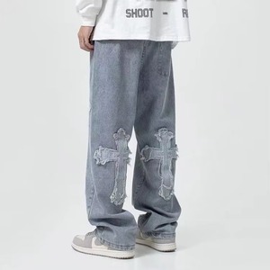 Jeans de Mezclilla Rectos para Hombre, Estilo Urbano, 100% Algodón, Transpirables, de Peso Medio, Bordados y Recubiertos, Personalizados OEM - Product Image 4