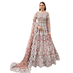 Robe longue élégante ornée de perles de verre et de pierres pour mariage 2026, impression de logo personnalisée - Product Image 1