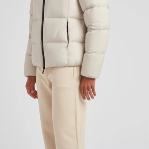 Chaqueta de Plumón Beige para Hombre, Cuello Alto, Cierre de Cremallera, Resistente al Viento, Informal, para Invierno, Color Sólido, Corte Regular - Product Image 6