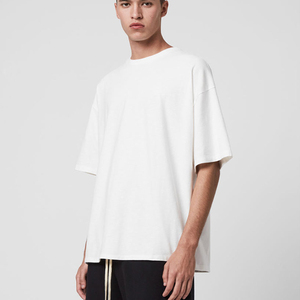 Heavyweight Oversized T-Shirt <b>White</b> Cotton Drop Shoulder Crewneck Boxy Fit Blank Streetwear Short Sleeve Relaxed Casual <b>Tee</b> Men - Product Image 3
