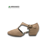 Zapatos de Baile Unisex de Cuero Genuino con Forro de Algodón y Suela de Fibra, Estilo Griego con Correa en T, Tacón Bajo para Práctica de Ballet y Teatro