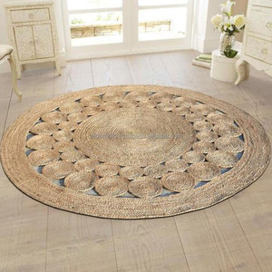 Natural Jute Rugs Round Custom Size Handmade Braided Jute Rug Carpet