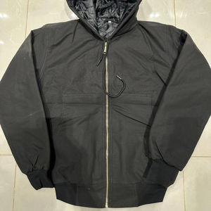 Chaquetas con capucha de lona de algodón vintage para trabajo, cálidas, de peso pesado, de corte regular, transpirables, ecológicas, bordadas, de color liso. - Product Image 1