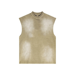 Débardeur tricoté décontracté personnalisé, grammage lourd 280 grammes, vierge, coupe oversize, délavé à l'acide, vintage, écologique, sans manches pour homme - Product Image 2