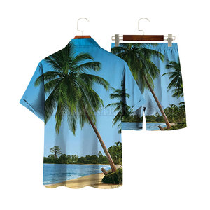 Servicio OEM, Conjunto de Camisa y Pantalones Cortos Estilo Hawaiano, Conjunto de Camisa y Pantalones Cortos Hawaianos de Alta Calidad en Venta - Product Image 4