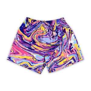 Shorts de sublimation pour femmes, imprimés sur le devant, séchage rapide, légers, décontractés pour l'été, avec logo et couleur personnalisés - Product Image 1