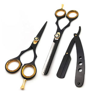 Kit de ciseaux de barbier ZARNAB SURGICAL de haute qualité, revêtement titane noir, pour droitiers, pointe arrondie, 28 dents, manche court - Product Image 2