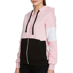 Sudadera con capucha y cremallera para mujer, de moda, manga larga, con paneles de color, informal, para invierno, ecológica, venta directa de fábrica - Product Image 2
