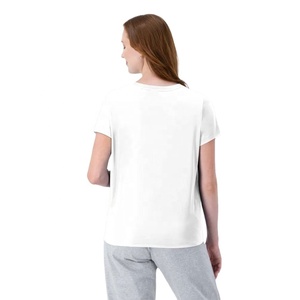 T-shirt à col en V à manches courtes de haute qualité pour femmes en gros nouvelle Collection d'été Impression de logo personnalisé 100% coton Anti-boulochage - Product Image 4