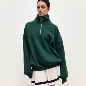 <b>Women's</b> Autumn Winter Oversized <b>Half</b> <b>Zip</b> Pullover <b>Sweatshirt</b> Stand Collar Long Sleeve Casual Sports Hoodie Breathable Solid - Product Image 3