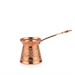 Cafetera Turca de Cobre Puro de Lujo con Grabado Arabesco Otomano, Cezve, Briki Griega para Estufa con Asa de Metal Fundido, Directo de Fábrica - Product Image 1