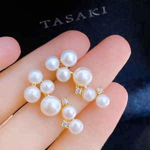 Recommended Freshwater <b>Pearl</b> <b>Earrings</b> Grape Shaped Multi-Bead Gradient Size 520 Gift - Product Image 1