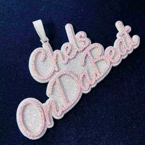 Iced Out Hip Hop Letter Name <b>Pendant</b> 925 <b>Silver</b> VVS Moissanite Charms Micro Insert Pave <b>Pendant</b> <b>Initial</b> Letter <b>Pendant</b> For Men's - Product Image 4