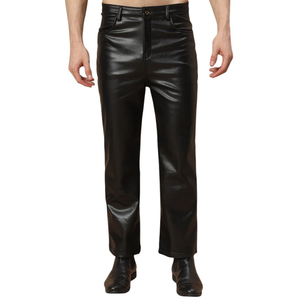Pantalones de Cuero Sintético para Hombre, Corte Slim Fit, Cierre de Botones y Cremallera, Resistentes al Agua y al Viento, Ligeros, Nueva Llegada - Product Image 1