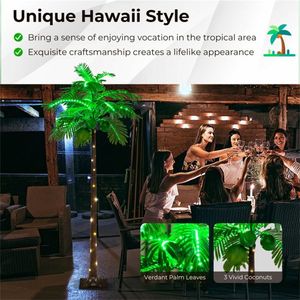 Palma Artificiale Stile Hawaiano da 6 Piedi con Illuminazione LED, Albero Decorativo Sempreverde Ecologico per Matrimoni e Uffici, Personalizzabile - Product Image 6