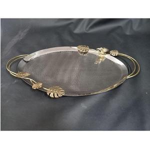 Plateau rond en aluminium de designer à motifs floraux, finition argent mat, plateau de service en métal pour chocolats, idéal pour les cadeaux festifs et la décoration intérieure - Product Image 3