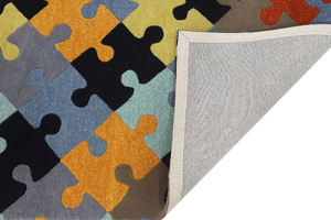 Tapis en laine tufté à la main, design abstrait coloré en forme de puzzle, tapis pour enfants pour salle de jeux, chambre d'enfant - Product Image 6
