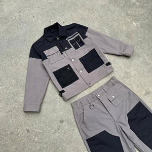 Two Tone Solid Hooded <b>Winter</b> Workwear <b>Jacket</b> Pants Set Durable 100% Cotton Lightweight Breathable Utility Outfit Multiple - Product Image 4