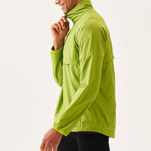 Men's Lime Green Quarter-Zip Windproof Sport <b>Jacket</b> <b>Lightweight</b> Polyester Outdoor Wear Spring Casual Fit Regular Length - Product Image 4
