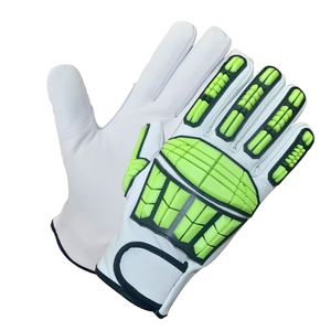 Customized logo TPR Impact Men Lined Heavy Duty Premium Safety Leather Split Driving Work <b>Gloves</b> for Both <b>Driver</b> and Industry - Product Image 4