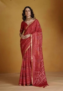 KV Women's Woven Paisley, Self Design Handloom Jacquard Art Silk Saree With Unstitched <b>Blouse</b> (<b>Red</b>) - Product Image 5