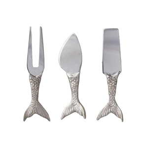 New Handcrafted 3-Piece Stainless Steel Cheese <b>Knives</b> and Spreader Set with Aluminum <b>Fish</b> Tail Handle Ideal for Restaurants - Product Image 1