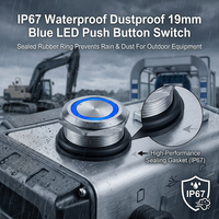 Interrupteur à bouton-poussoir étanche 16 mm en acier inoxydable, momentané, avec anneau LED lumineux pour panneau de commande d'ascenseur