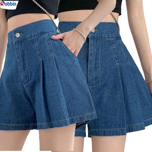 Short Pants <b>Jeans</b> for Women Shorts <b>Elastic</b> <b>Waist</b> Women Denim Shorts Custom Women's Plus Size High Rise <b>Jeans</b> Pleated Wide Leg - Product Image 3